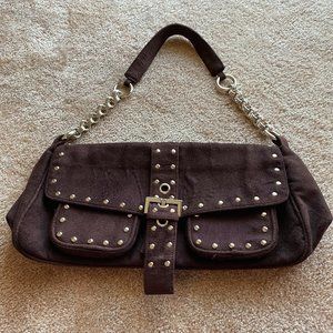Brown Suede Studded Bag